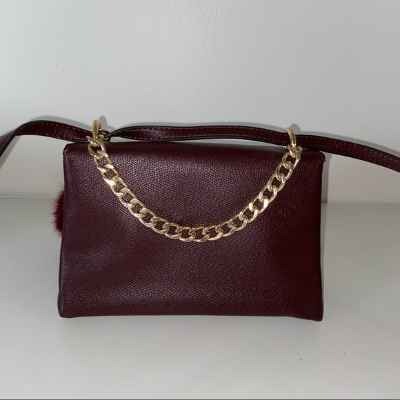 Aldo Burgundy Crossbody Purse Gold Tone Accents - Picture 3 of 9